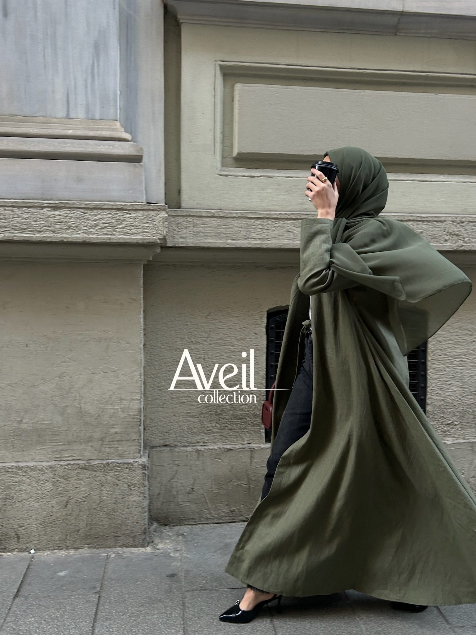 Linen & Loom Abaya Jacket - Khaki - Image 5